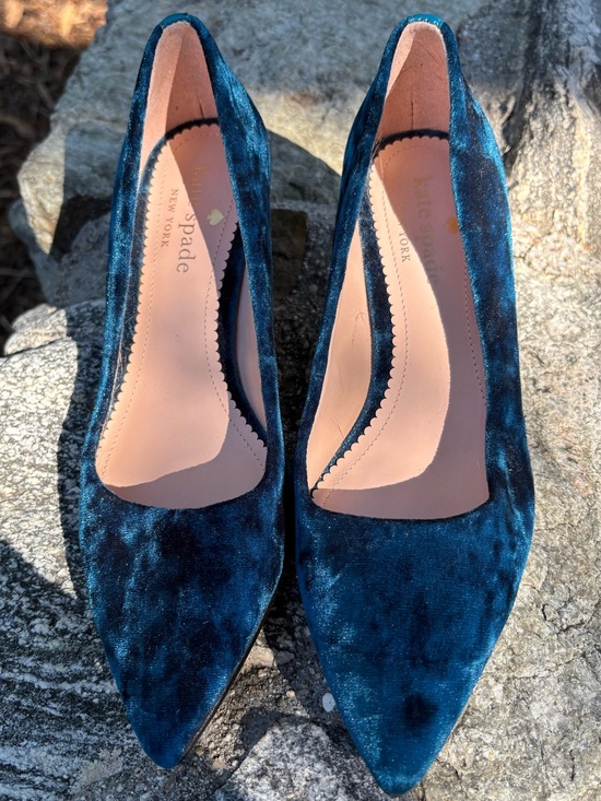 kate spade Shoes - kate spade Deep Teal Velvet rhinestone heel Pointed-Toe Pumps